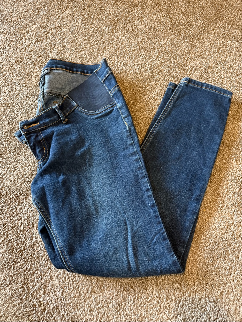 Indigo Blue Women's maternity Skinny Jeans - Dark Blue Stretch Denim